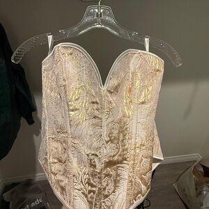 Elegant Gold and Cream Bustier Top
